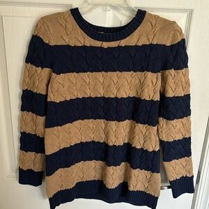 Women’s Striped Sweater, Cable Knit, Lands End, size M